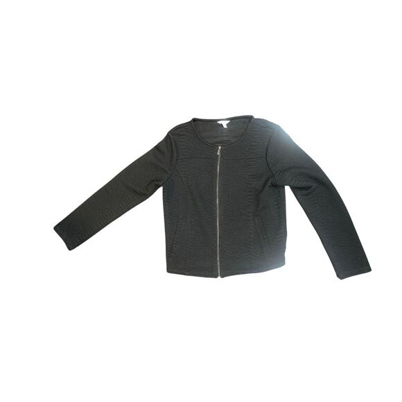 Calvin Klein Black Full Zip Cardigan Sweater Size Larger Preppy Career Office - Picture 1 of 4